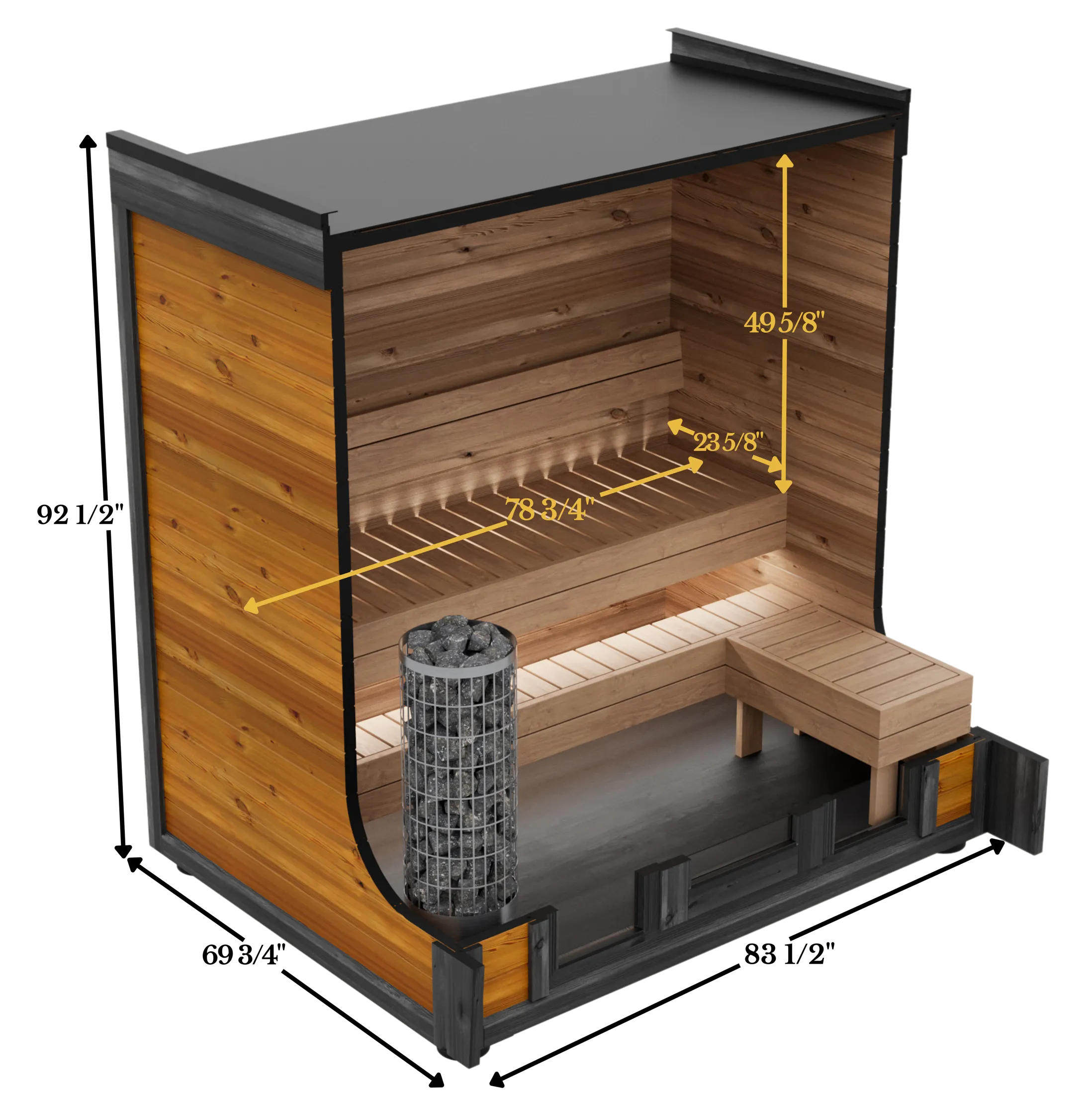 Moodem M — cutaway with interior dimensions