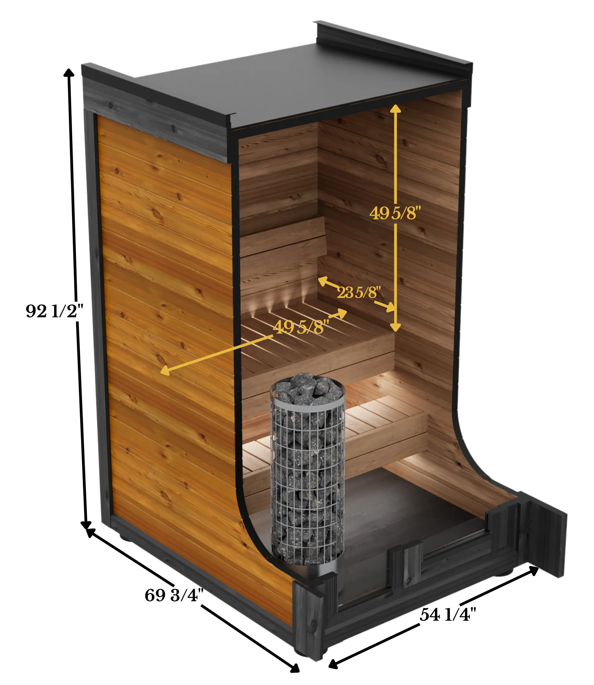 Moodem S — cutaway with interior dimensions